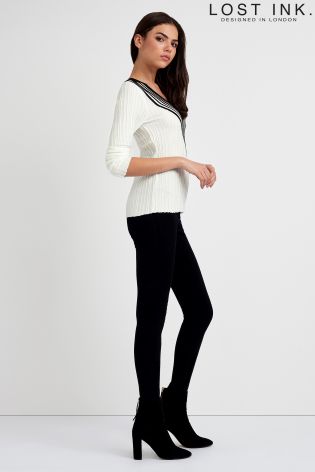 Lost Ink V-neck Rib Jumper